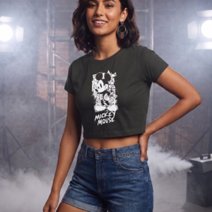 Vintage Grunge Mickey Mouse Graphic Crop Top