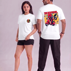Deadpool & Wolverine Chibi Scooter Graphic Supima T-Shirt