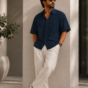Oversized White Camp Collar Cotton Unisex Oversized Shirt