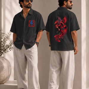Phoenix Rising Thunder Oversized Camp Collar Unisex Oversized Shirt