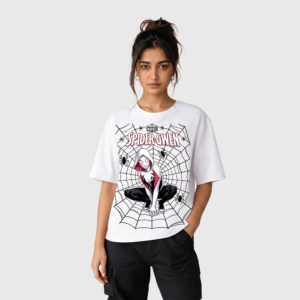 Women's Marvel Spider-Gwen Oversized Graphic Trendy Streetwear Premium T-Shirt