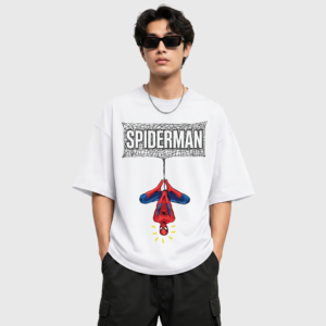 Men's Spider-Man Hanging Graphic Oversized Premium Urban Streetwear T-Shirt