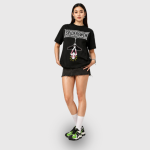Women's Spider-Gwen Hanging Graphic Oversized Premium Trendy Streetwear T-Shirt